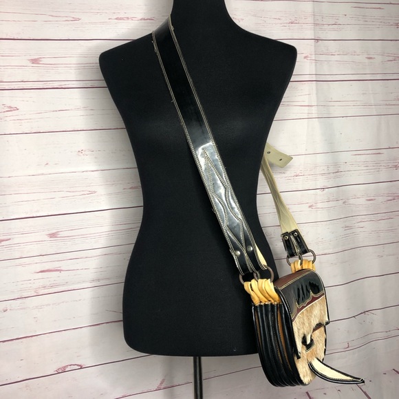Vintage 70’s Jerico Calf Hair & Leather Crossbody - Picture 3 of 12